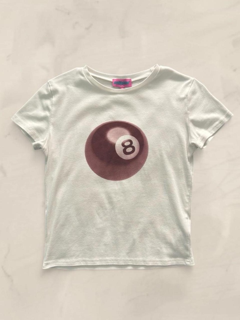 edikted white 8-ball baby tee